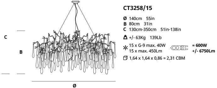 Serip Подвесной светильник из бронзы ручной работы Aqua Ct3258/15 - Вид №1