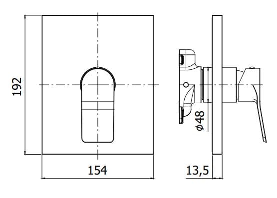 Встраиваемый смеситель для душа с пластиной RUBINETTERIA PAFFONI Tilt ARCH-00031474 - Вид №2