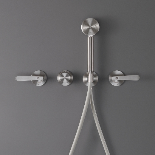 Настенный термостатический набор смеситель для душа ванной / душем с двойной ручкой и круглым ручным душем диаметр 70 мм  LTZ31 CEADESIGN  - Вид №1