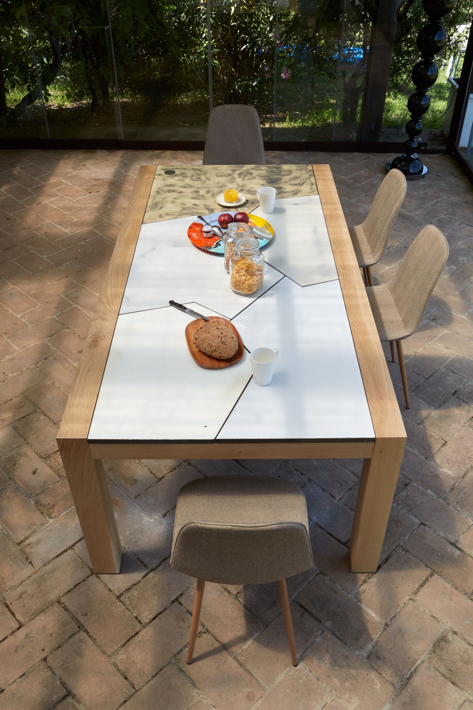 Прямоугольный стол из фаянса и нержавеющей стали DOMIZIANI современный ARCH-00046708 - Вид №2