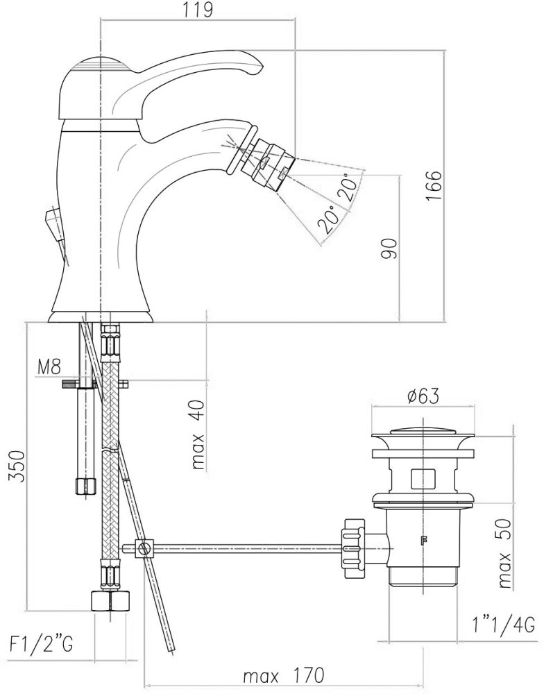 AU840102060 Смеситель на биде , медь Webert Armony - Вид №2