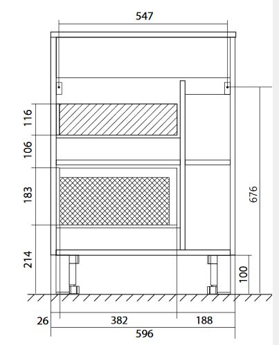 У83298 Тумба с раковиной Lido 60Н 1д. Белый глянец 1 Marka LIDO - Вид №7