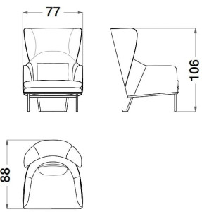 Кресло bergere из кожи и ткани