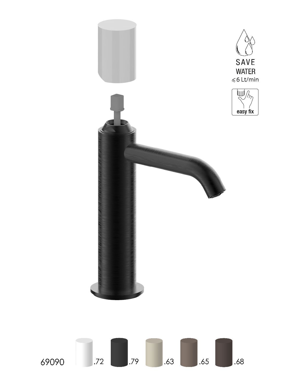 Смеситель для раковины из нержавеющей стали с ограничителем расхода Rubinetterie Frattini Pepe XLS 316 ARCH-00031588 - Вид №3