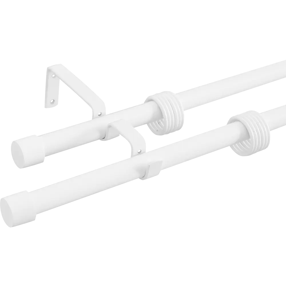 Карниз двухрядный раздвижной d19/16 мм заглушка 160-320 см цвет белый ORBIS STLM-2159944