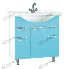 Тумба Жасмин-76 2 ящ. голубая эмаль с раков. мебельн. Дрея Лагуна 75 MISTY 231246