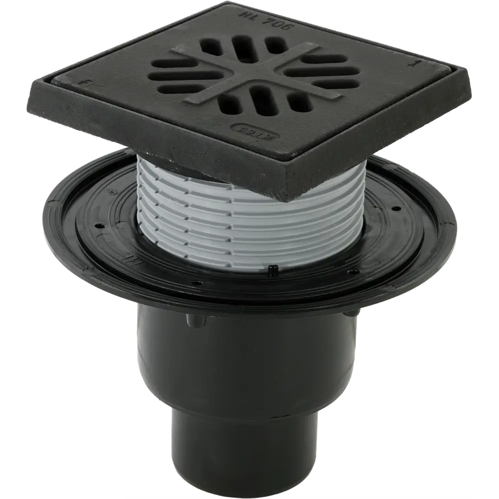 Душевой трап HL с сухим затвором 150x150 мм - регулируемая высота, чугунная решетка 82485800 STLM-0028217