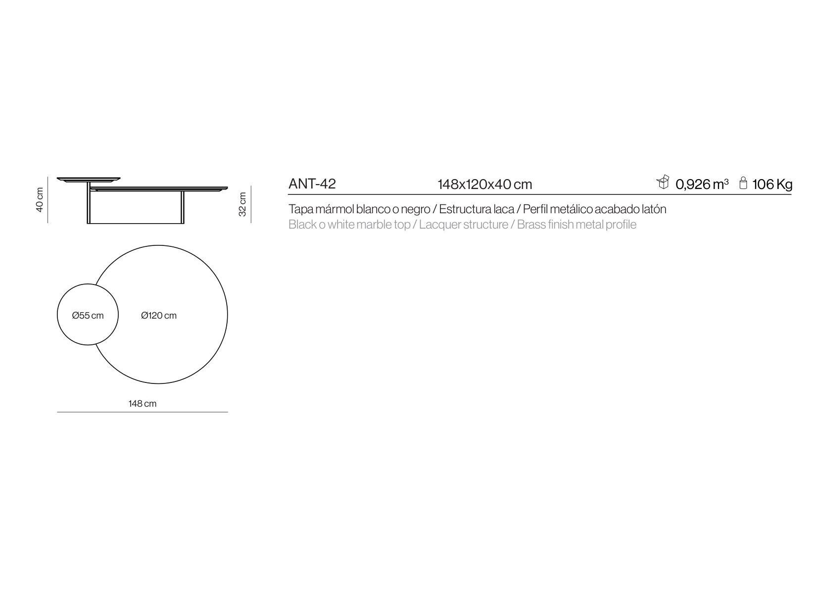 Мраморный журнальный столик с металлической основой Kendo Mobiliario Ant ARCH-00132923 - Вид №4