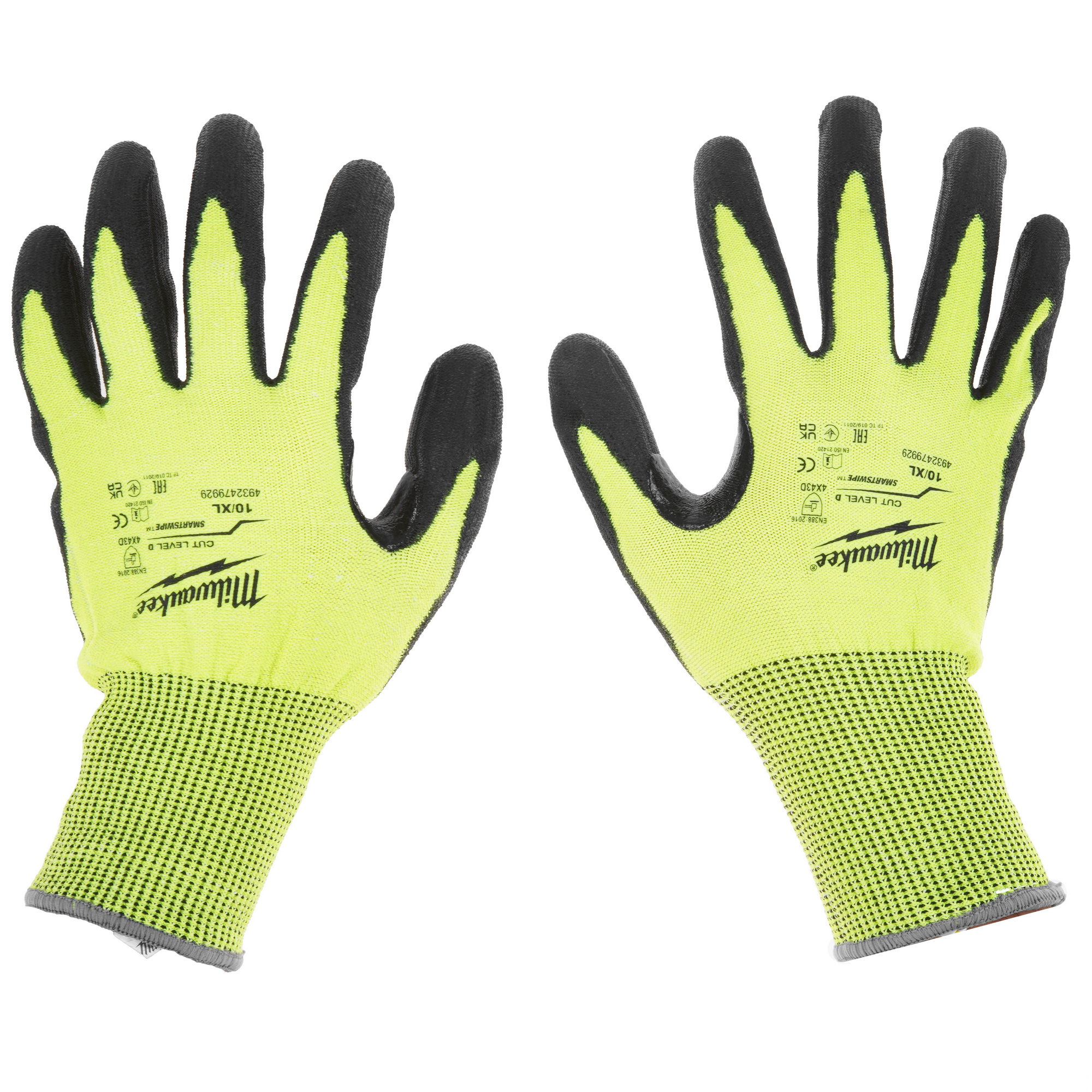 Перчатки трикотажные Milwaukee Hi-Vis Cut level 4/D 10/XL 5478068 STDN-0040149
