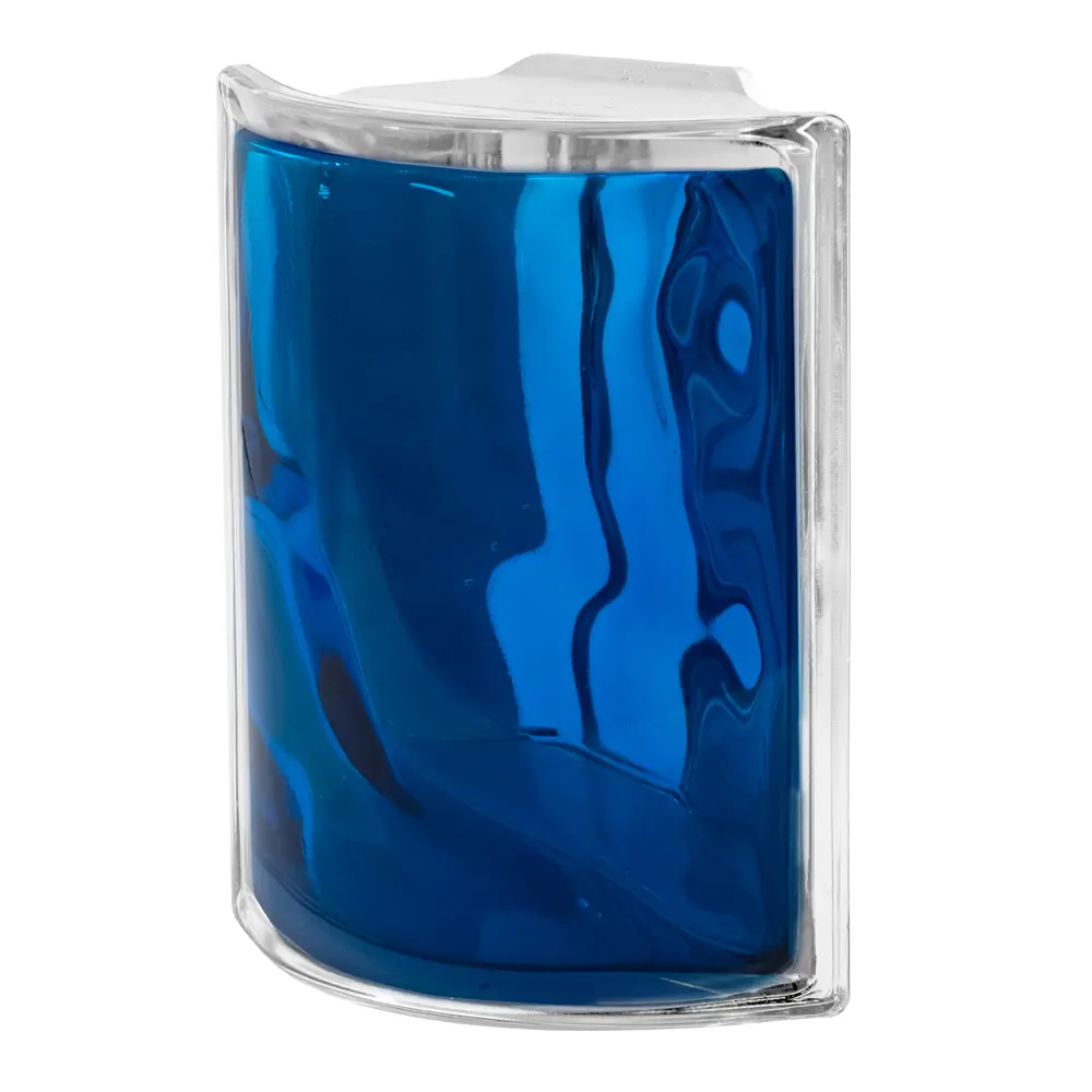 Стеклоблок Vitrablock Волна окрашенный внутри угловой цвет синий STLM-2022783