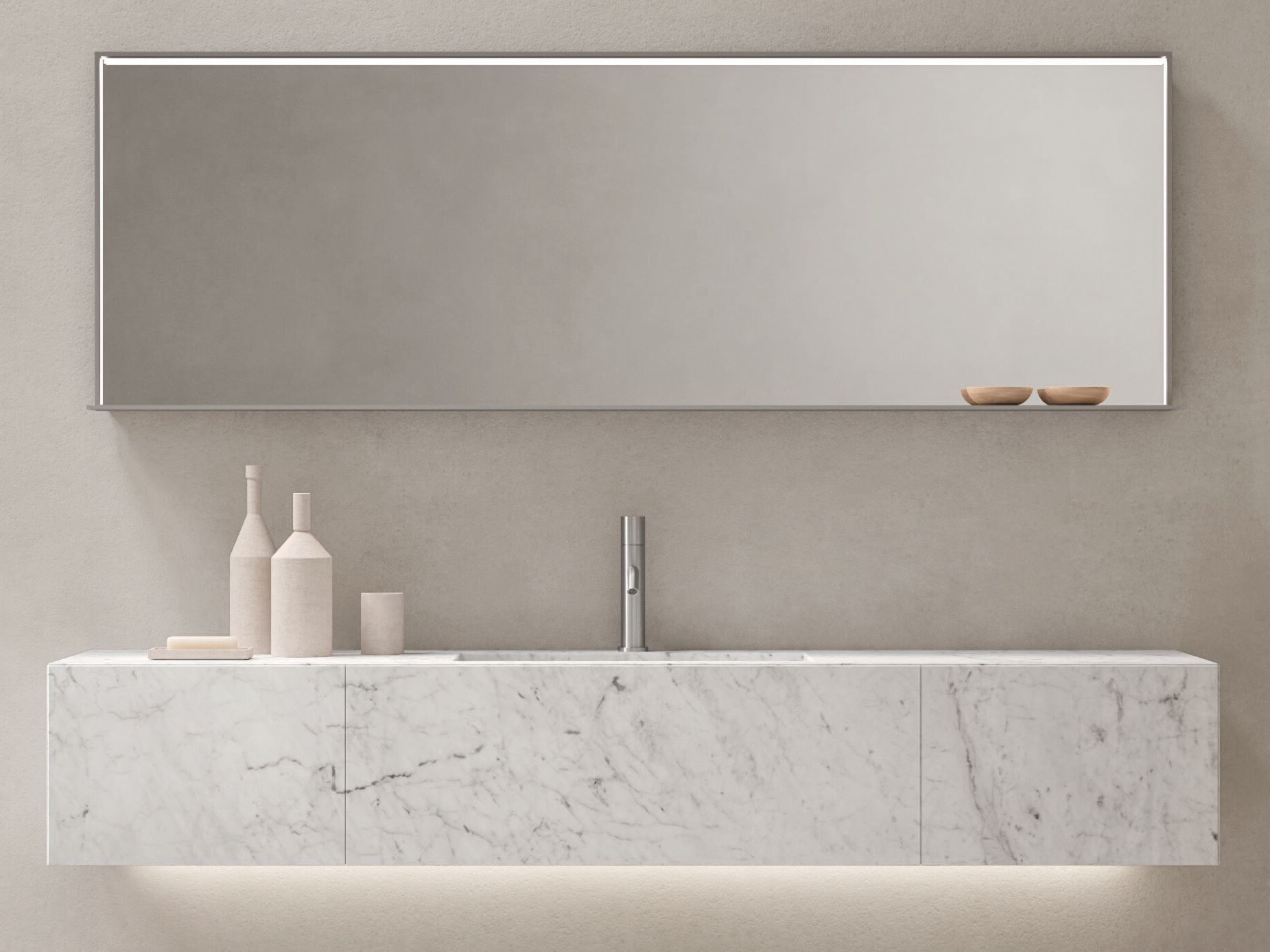 Каррарский мраморный подвесной умывальник со встроенной раковиной Noorth Azuma ARCH-00042313 - Вид №2