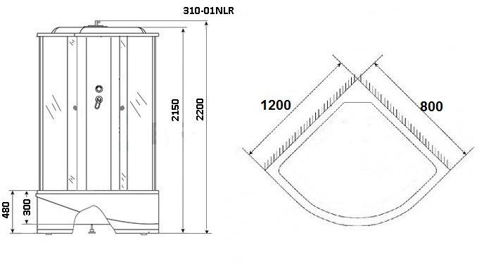 Душевая кабина NG-310-01RN (1200х800х2200) высокий поддон(48см) стекло МОЗАИКА Niagara Ultra 3100154RN - Вид №1