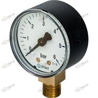 Манометр радиальный 63 мм 1/4" 6 бар STOUT SIM0010630608