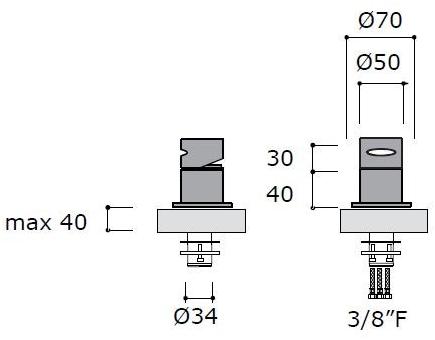 MINA Смеситель для умывальника, однорычажный, на 2 отверстия, нержавеющая сталь Giotto sun-id-1399384 - Вид №2