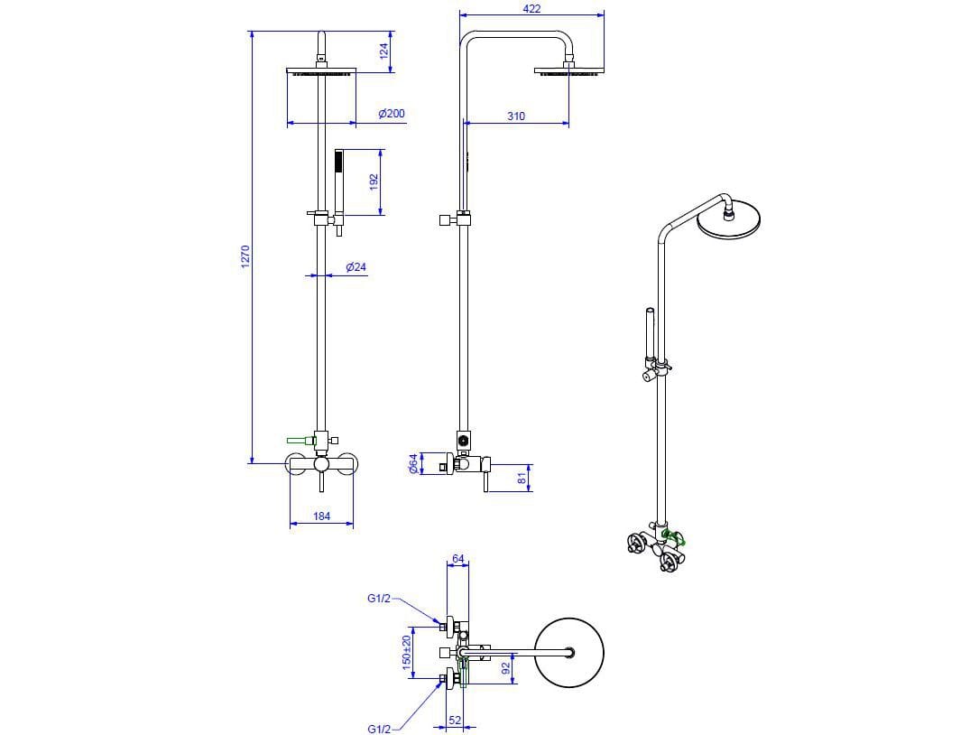 Хромированная латунная душевая колонна Bugnatese Kobuk ARCH-00029350 - Вид №2