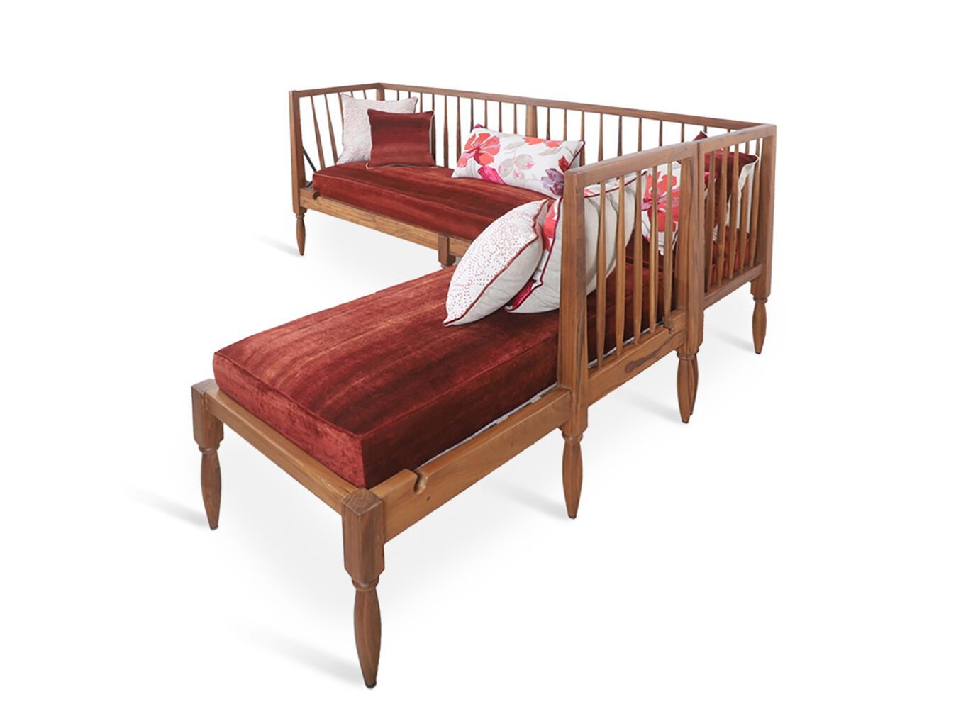 Угловая скамейка из тикового дерева со спинкой Alankaram ISTE ARCH-00054043 - Вид №6