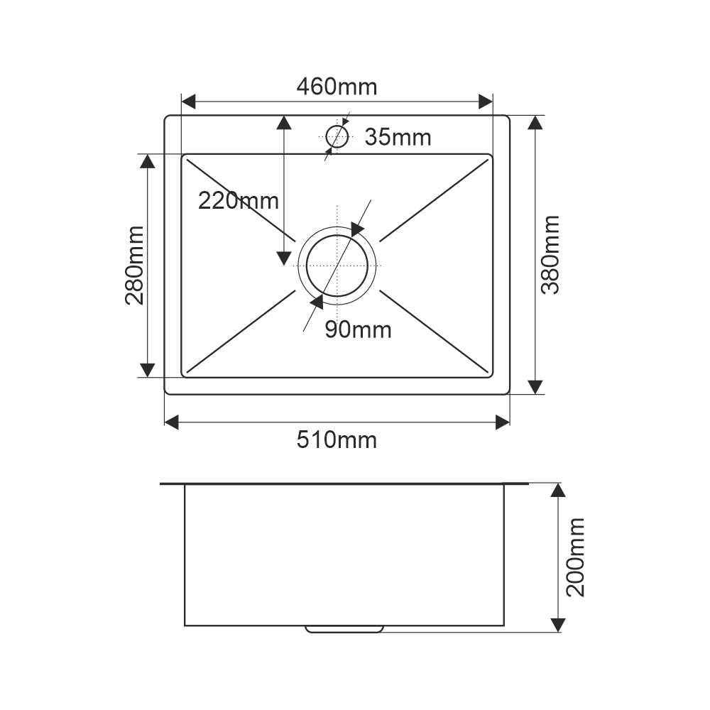 Мойка H5138BF MELANA ProfLine 3,0/200 ГРАФИТ врезная прямоугольная H5138BF  - Вид №8
