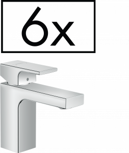 71597000 Vernis Shape Смеситель для раковины 100, однорычажный, со сливным гарнитуром, проектная упаковка (6 шт.) Hansgrohe