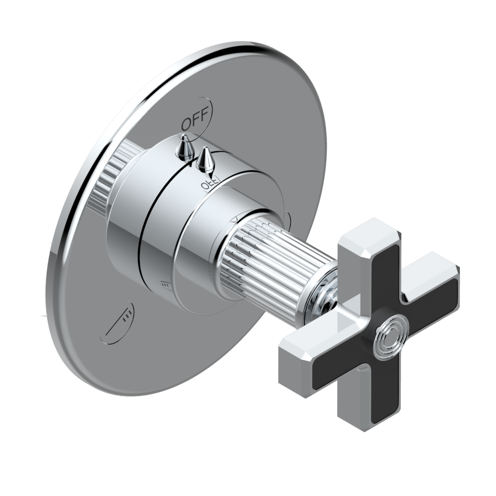 U9M-48M2SB Trim for wall mounted diverter, 2 ways - ref. 48M2 and 3 ways - ref. 49M3 Thg-paris Grand central с ручками-крестиками с чёрным ониксом Хром U9M-48M2SB CAT.A