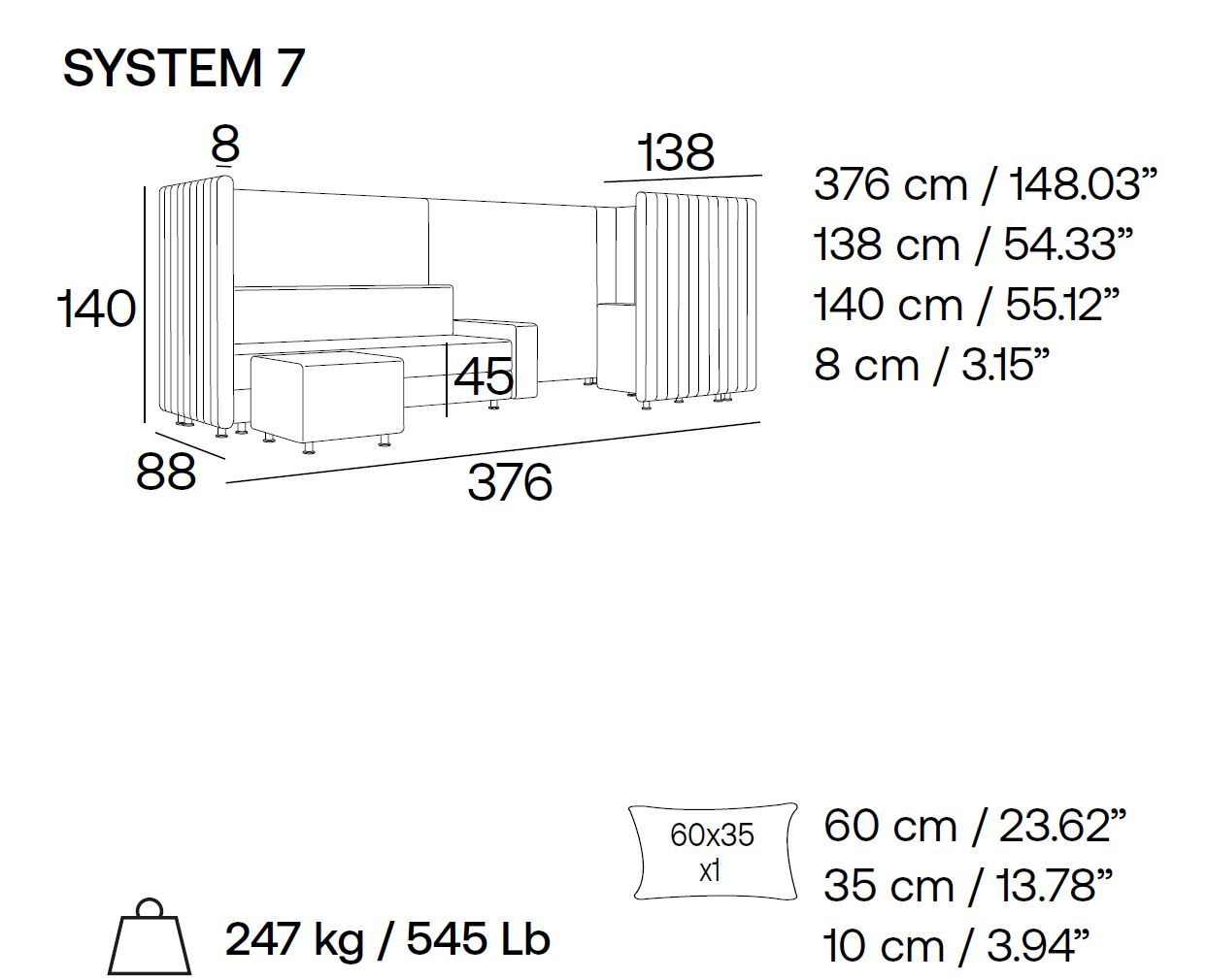 Секционный диван для контрактной ткани Adrenalina Maji Systems ARCH-00035706 - Вид №4
