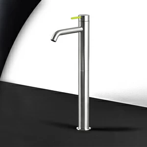 Смеситель для раковины сталь матовая с зеленой ручкой Toki Radomonte TKI6SCIL13