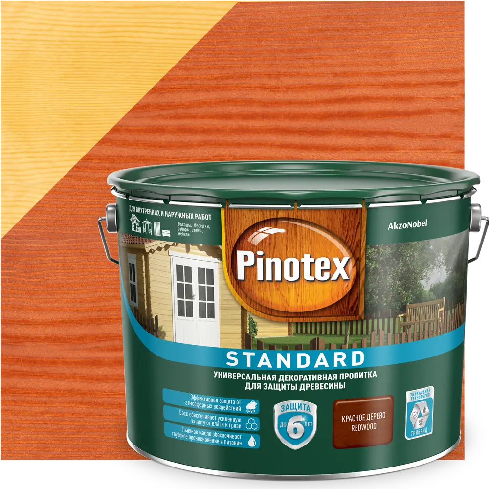 Антисептик Pinotex Standard цвет красное дерево 9 л STLM-2085958