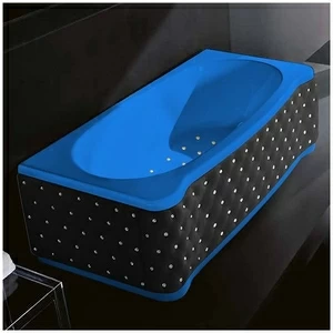 Ванна Gruppo treesse New Classic Young STA-V674C-DX-KCS-GZ голубая с золотой фурнитурой с аэромассажем прямоугольная правая чёрная кожа кристаллы сваровски