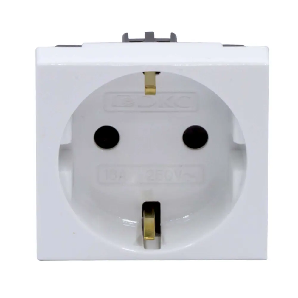 Розетка встраиваемая DKC Viva с заземлением со шторками цвет белый STLM-2101145 - Вид №1