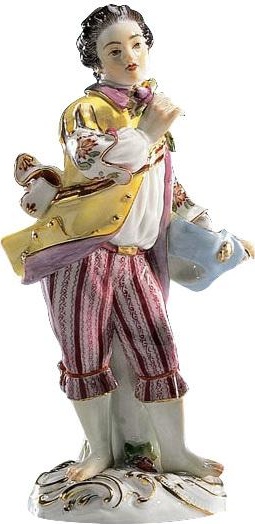 73601 Meissen Фигурка 14,5см "Мальчик с цветком и шляпой" (И.-И.Кэндлер,1740г.) (пара к 60337) Фарфор 