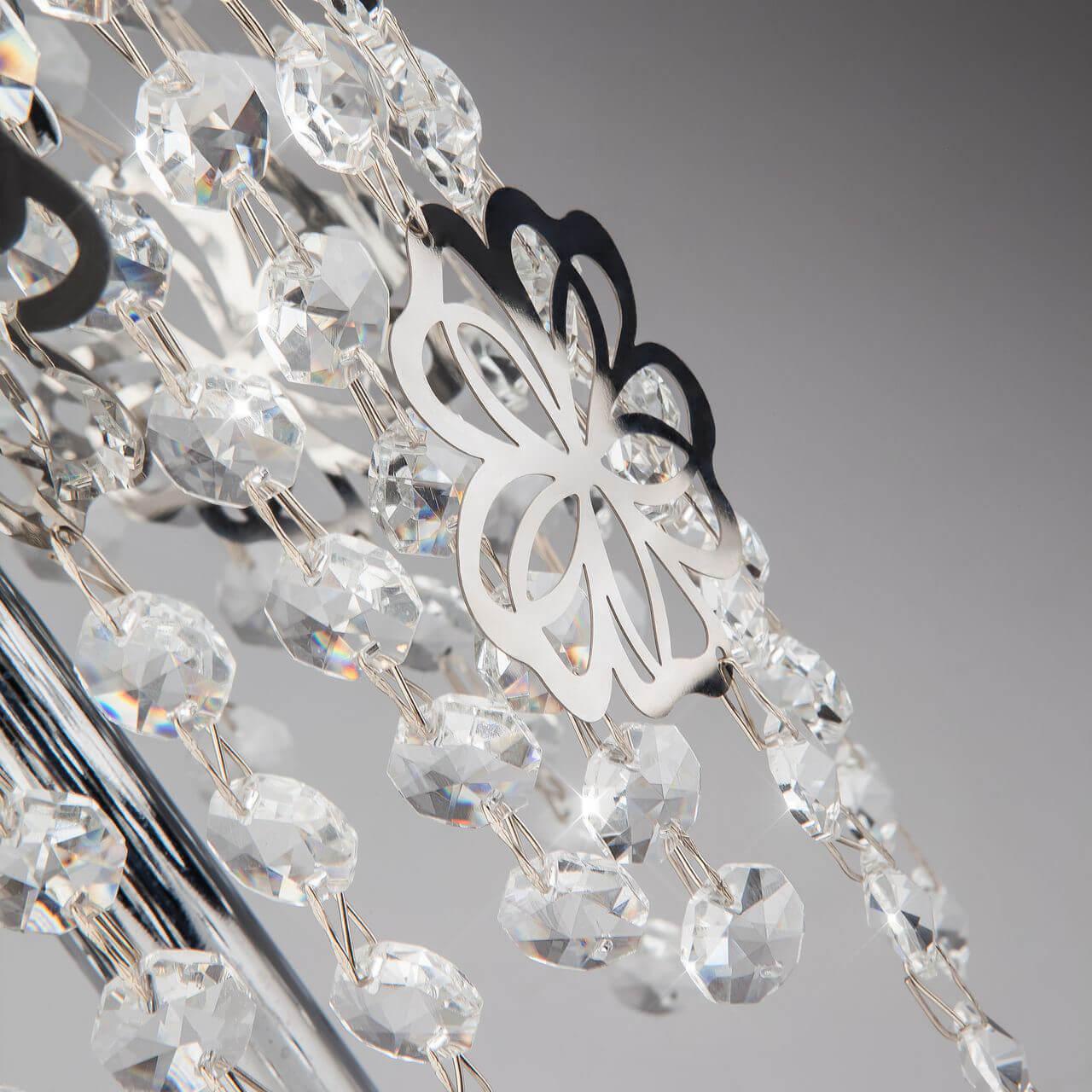 Лампа настольная цвета хром с хрусталем Strotskis Eurosvet 01035/2 EUROSVET FLOWER 00-3907301 Хром - Вид №1