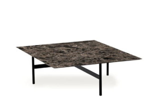 Квадратный стеклянный журнальный столик с мраморным эффектом