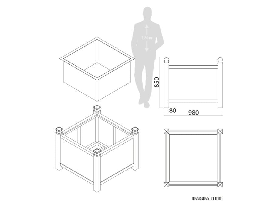 Стальная квадратная высокая плантатор Lazzari Plaza ARCH-00126476 - Вид №2