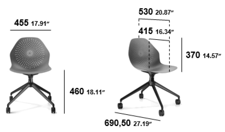 Литой алюминиевый поворотный стул с колесами SITIA Klera ARCH-00111868 - Вид №2