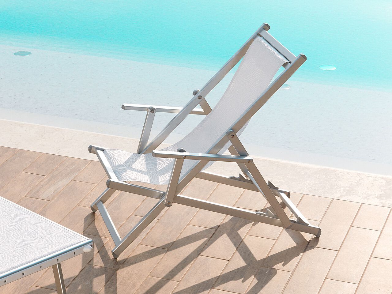 Анодированный алюминиевый стул с подлокотниками Crema Outdoor ATENA ARCH-00087877