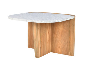 Квадратный низкий стол из тикового дерева с столешницей из каррарского мрамора