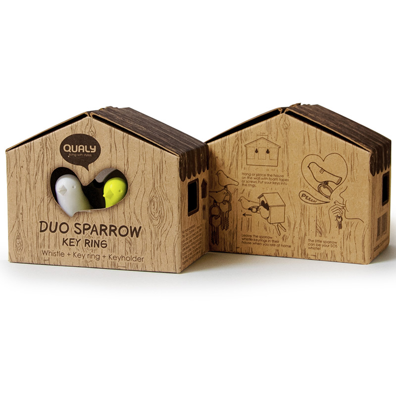 QL10124-BN-YW Держатель для ключей двойной sparrow коричневый-белый-желтый Qualy  - Вид №3