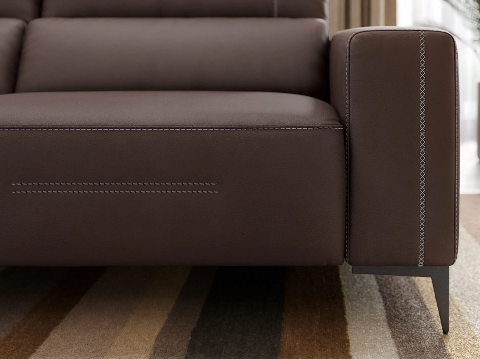 Кожаный угловой диван с шезлонгом Sofanella Teramo ARCH-00118539 - Вид №1