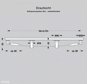 SSL20-100Set10 Система боковой натяжки кабеля до 10 метров, большое расстояние от стены или потолка PHOS