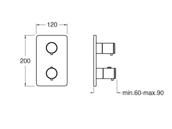 Термостатический смеситель для душа с пластиной CRISTINA Rubinetterie фольга ARCH-00133293 - Вид №2