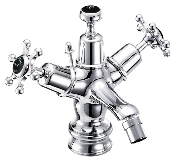 Burlington Смеситель для биде Birkenhead Regent с выталкивающим клапаном с белым акцентом BIR13  - Вид №1