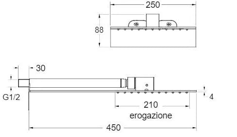 Прямоугольная настенная душевая головка с системой защиты от накипи CRISTINA Rubinetterie ARCH-00089895 - Вид №2
