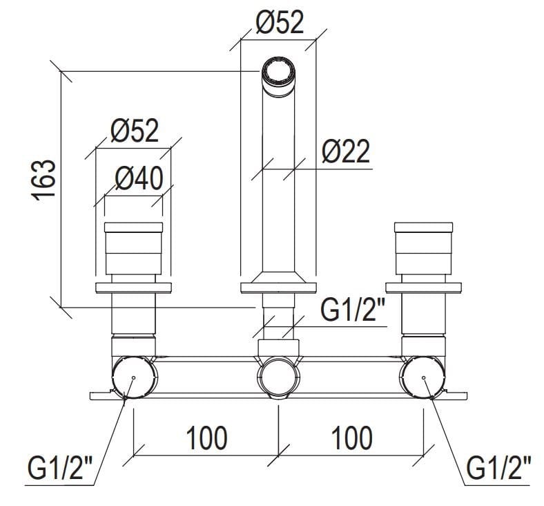 Настенный смеситель для раковины из нержавеющей стали с 3 отверстиями Tubico ARCH-00118933 - Вид №1