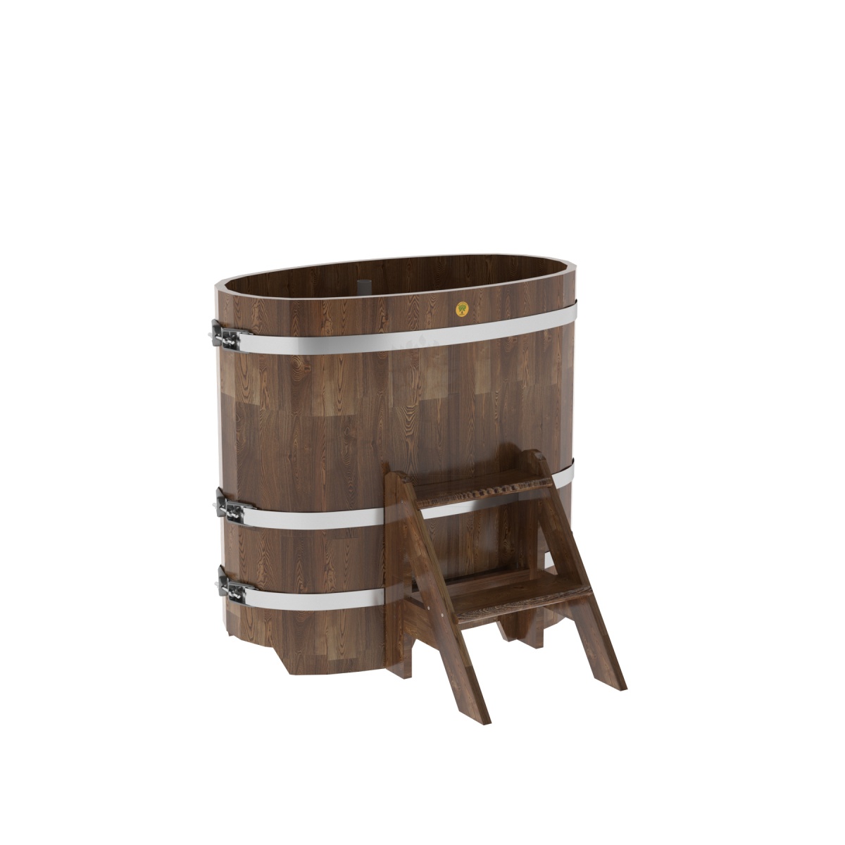 1486 Купель овальная из сращенных ламелей лиственницы 0,59х1,06х1,0 морёная Alyarus 