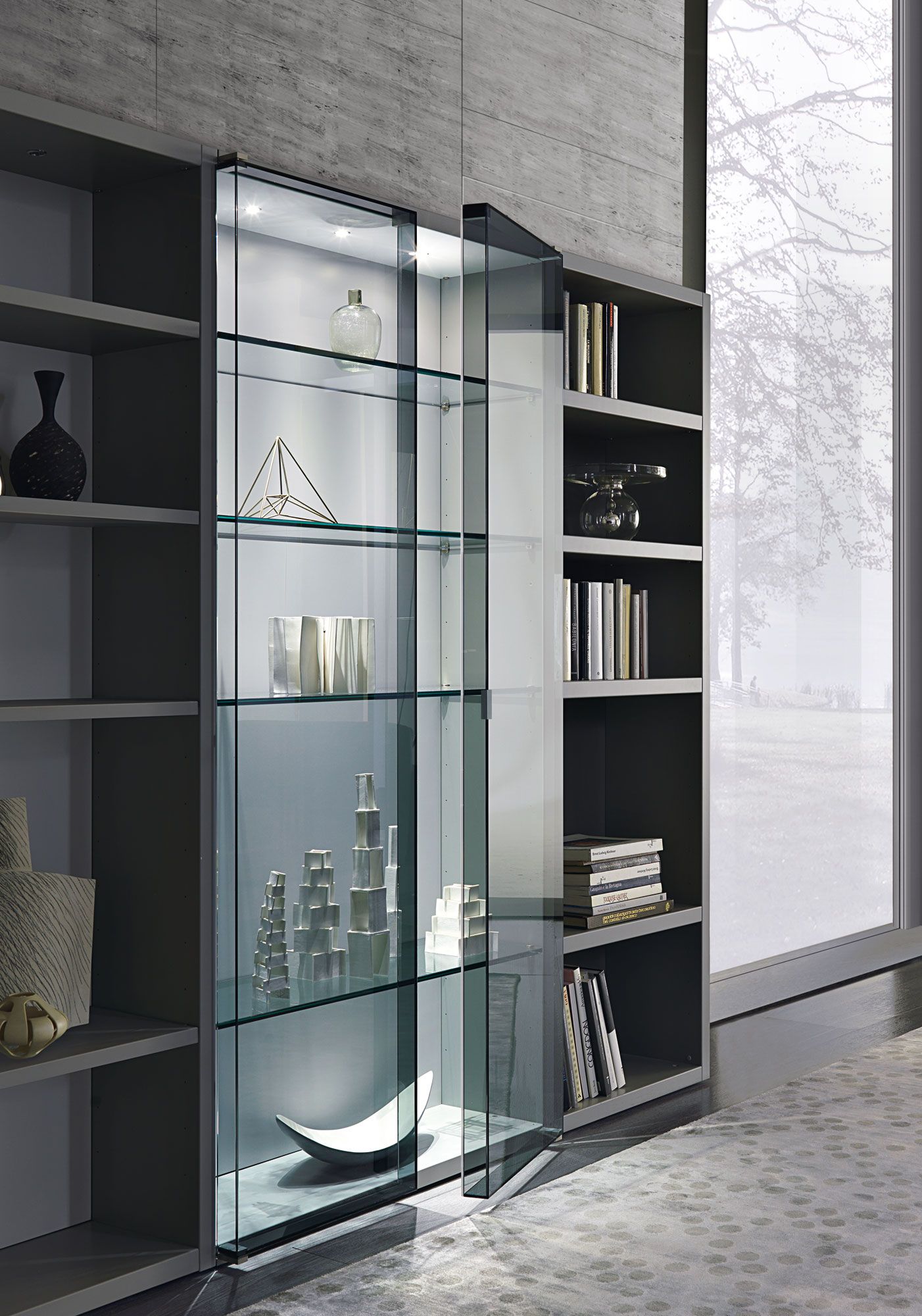 Деревянный книжный шкаф с освещением MisuraEmme CROSSING ARCH-00118629 - Вид №1