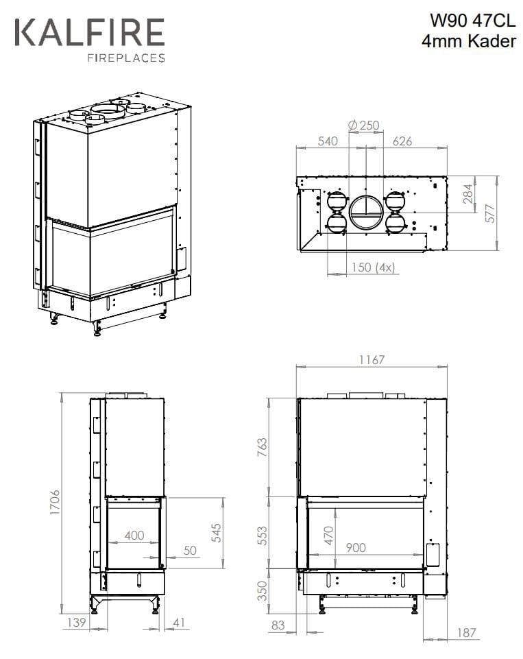 Дровяной угловой камин KALFIRE W90/47C ARCH-00026433 - Вид №2