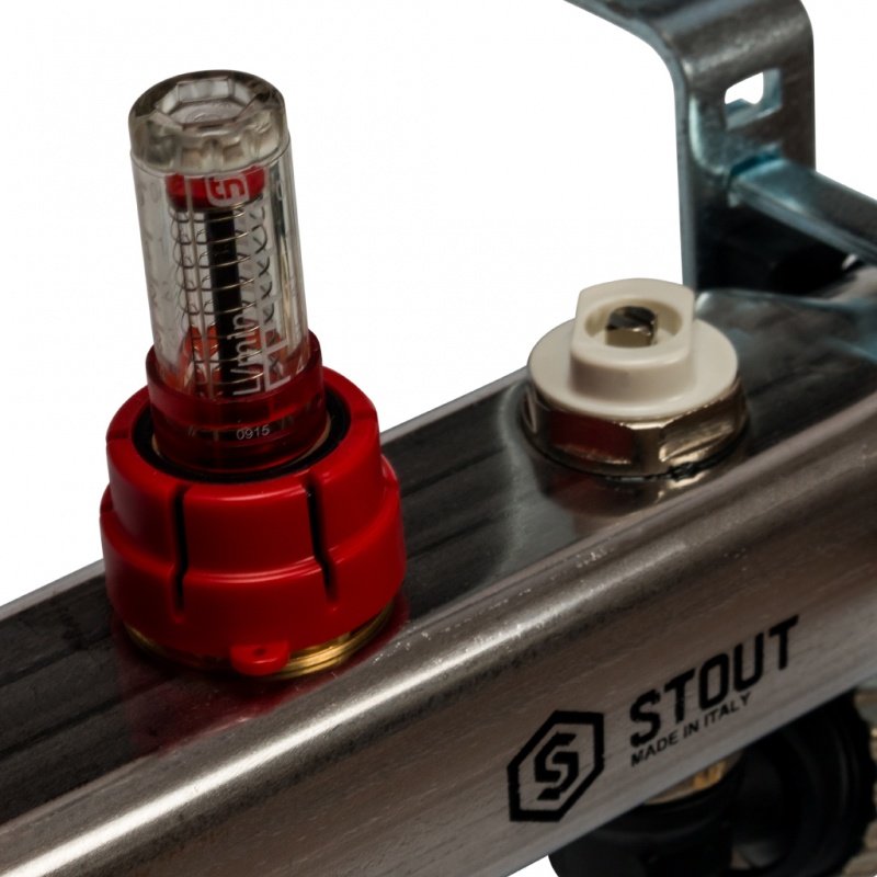 Коллектор из нерж. стали на 6 вых. с расходомерами, сливом и клапаном STOUT SMS0927000006 - Вид №4