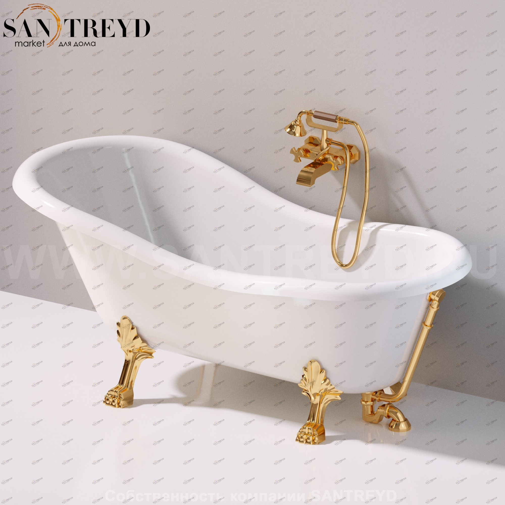 Flaminia EVERGREEN Ванна свободностоящая 170 см с золотыми ножками EG170.GOLD Ceramica Flaminia EG170GOLD