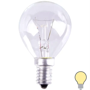 Лампа накаливания шар E14 25 Вт свет тёплый белый