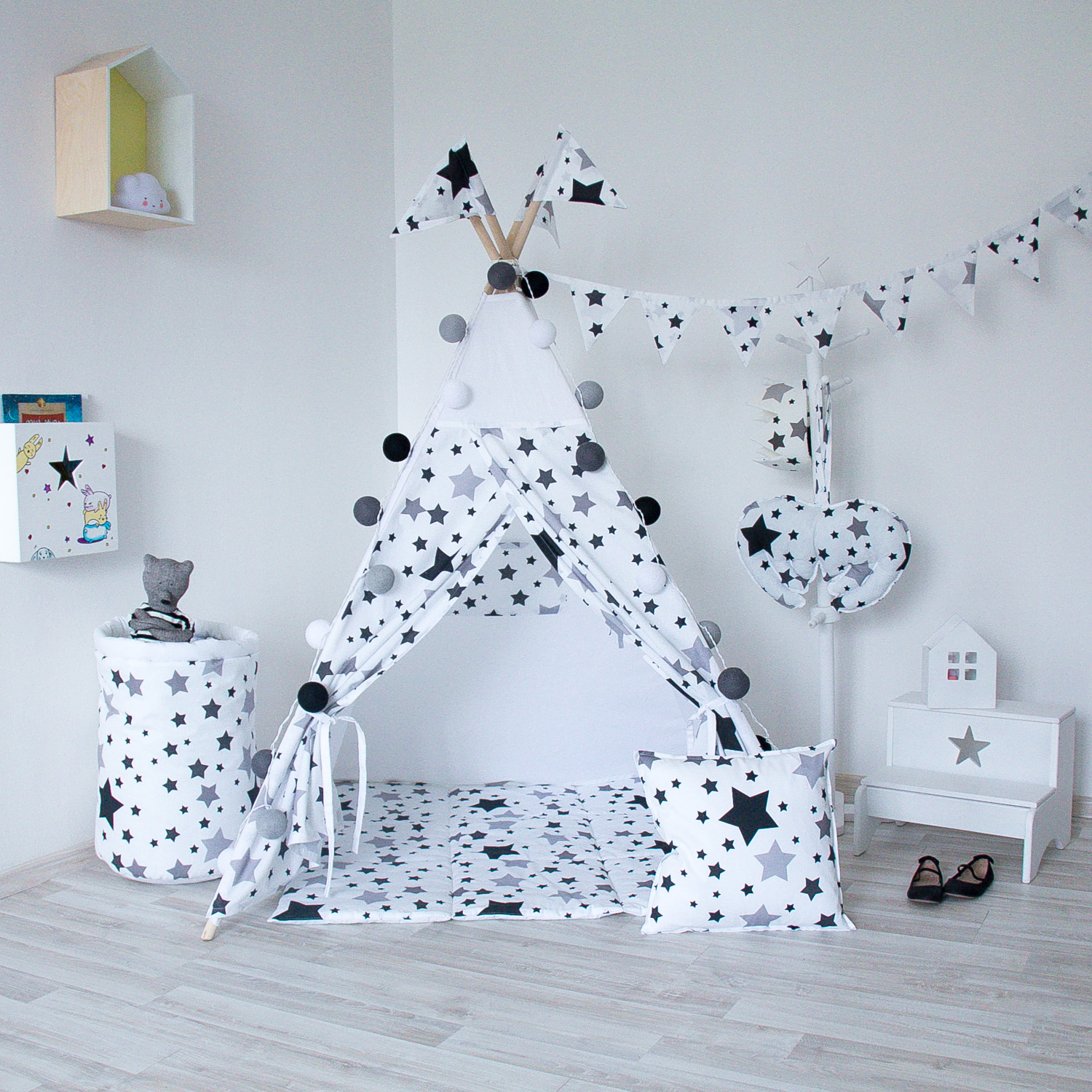 Игровой коврик для вигвама Black Stars VAMVIGVAM BLACK STARS 281606 Белый;черный Santreyd  - Вид №4