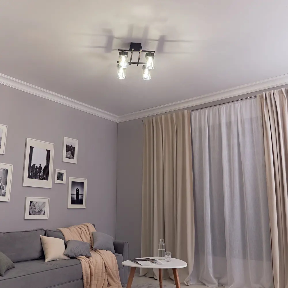 Люстра потолочная Vitaluce ТРИКА 4 лампы 12м² Е27 цвет черный матовый STLM-2056577 - Вид №10